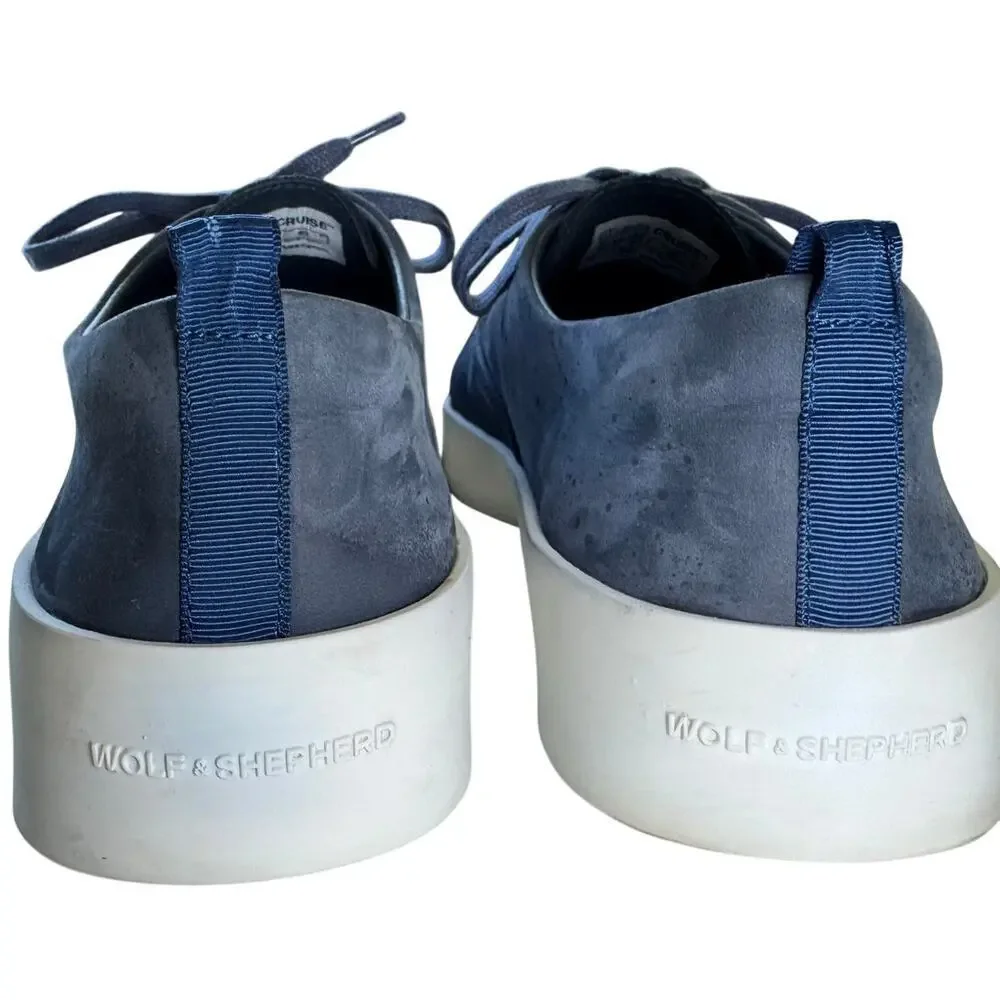 Wolf And Shepherd Cruise Lace Up Sneakers Navy Blue Nubuck Leather Size 10